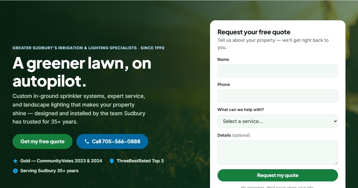 Northern Lawn Sprinklers sample website